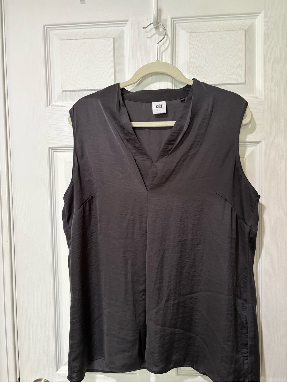 CAbi Charcoal Gray Sleeveless V-Neck Satin-Look Camisole